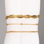 Gold Stainless Steel Double Wrap Snake Bone Chain Bracelet