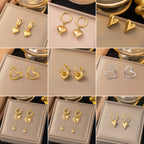 Gold Heart Earrings 304 Stainless Steel Heart Earrings