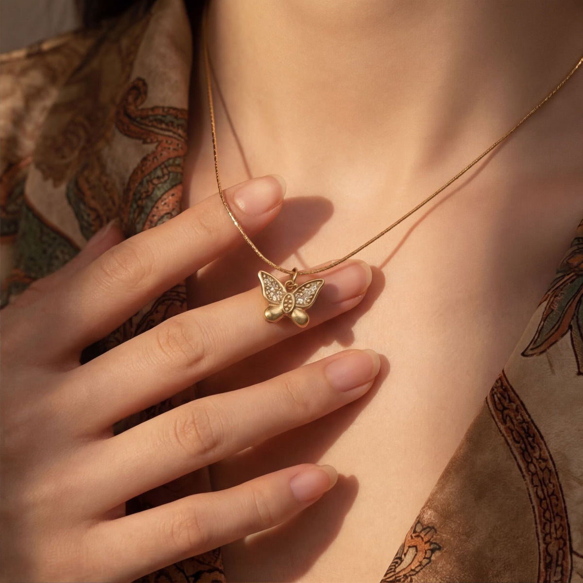 Necklace Titanium Steel Pave Butterfly Jewelry Set Necklace