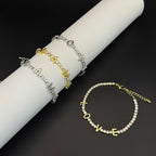 White Gold Mama Metal Diamond-encrusted Letter Bracelet