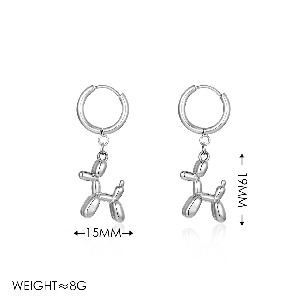 Steel + Puppy Necklace Titanium Steel Cat Balloon Dog Necklace