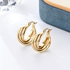 Two-tone Stainless Steel Round Earrings