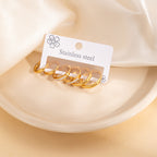 Polished Zircon Hoop Earring Set Titanium Steel Diamond-encrusted Round Earring Set