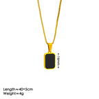 Gold + Black Oval Lace Titanium Steel Oval Necklace