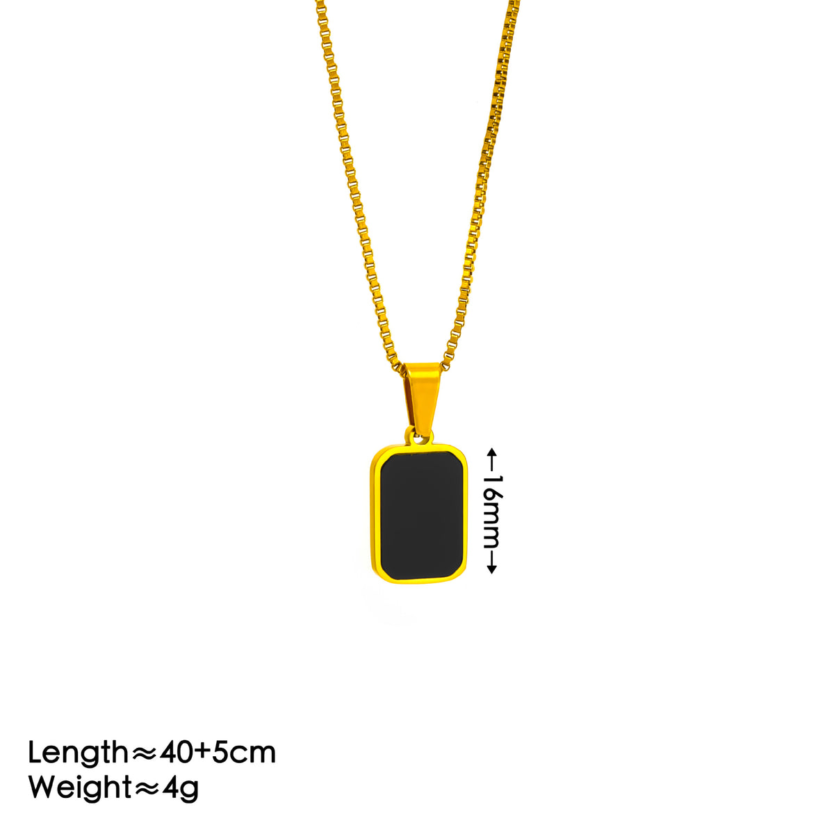 Gold + Black Oval Lace Titanium Steel Oval Necklace