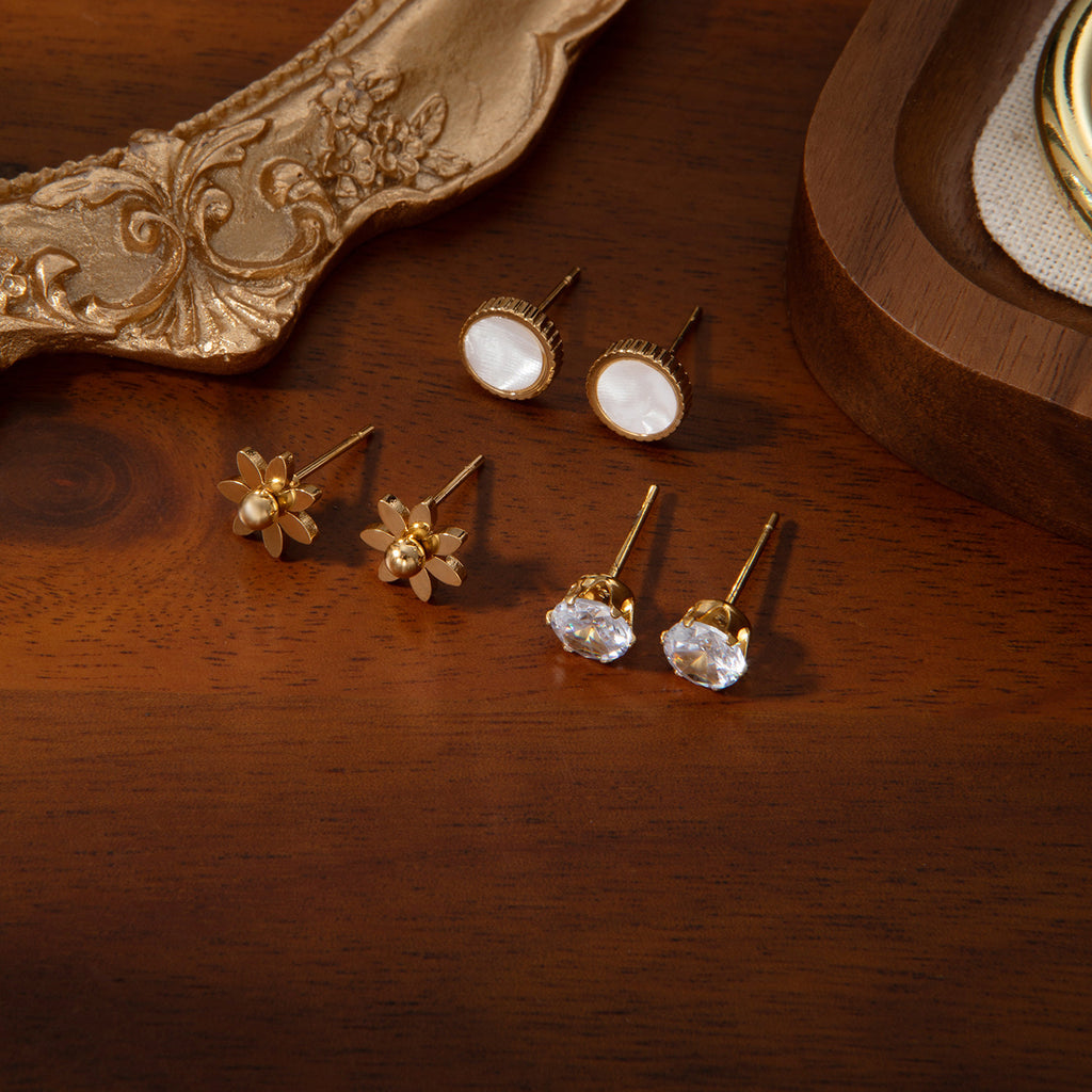 Star Rhinestone Set Titanium Steel Diamond Star Earring Set