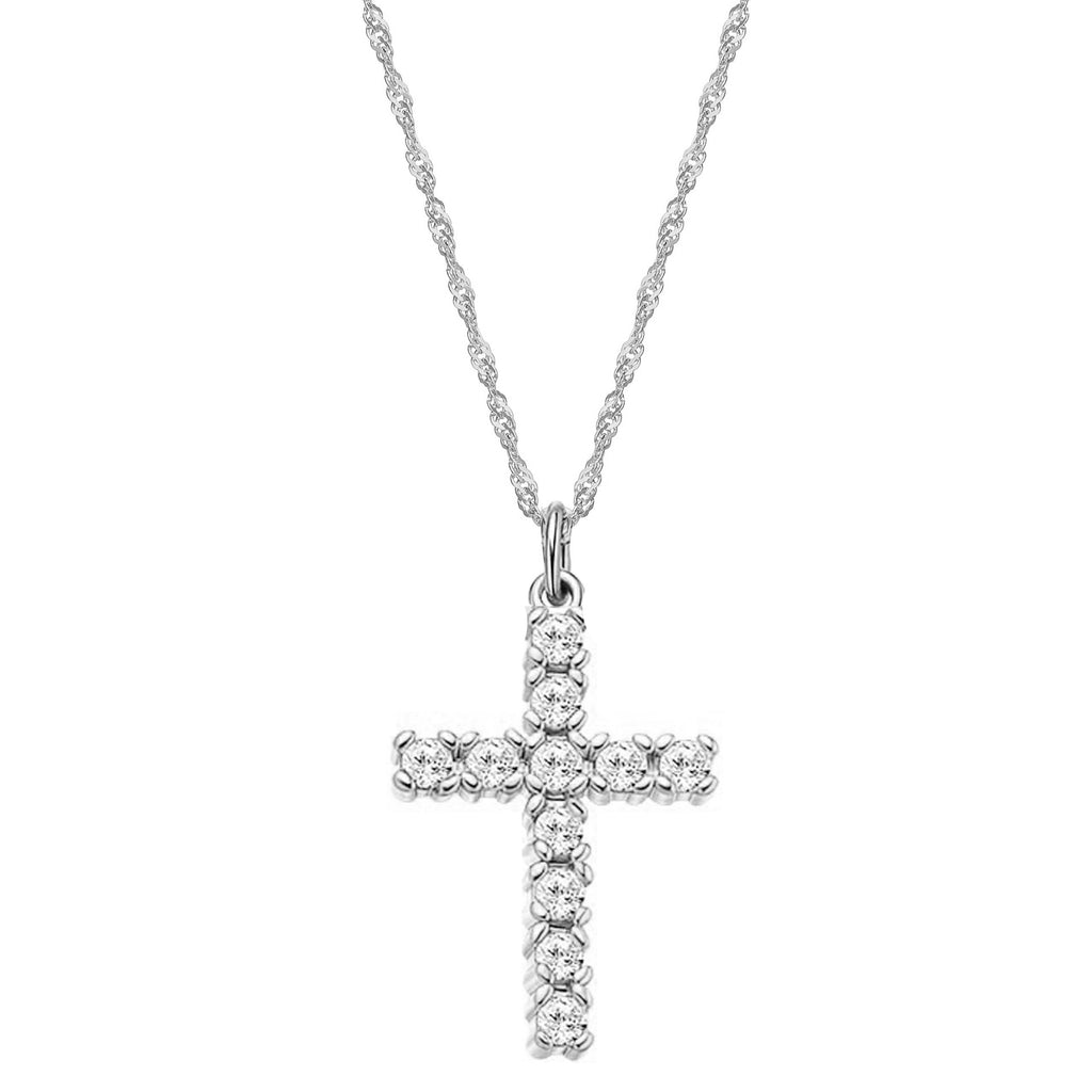 Gold Stainless Steel Diamond Cross Necklace