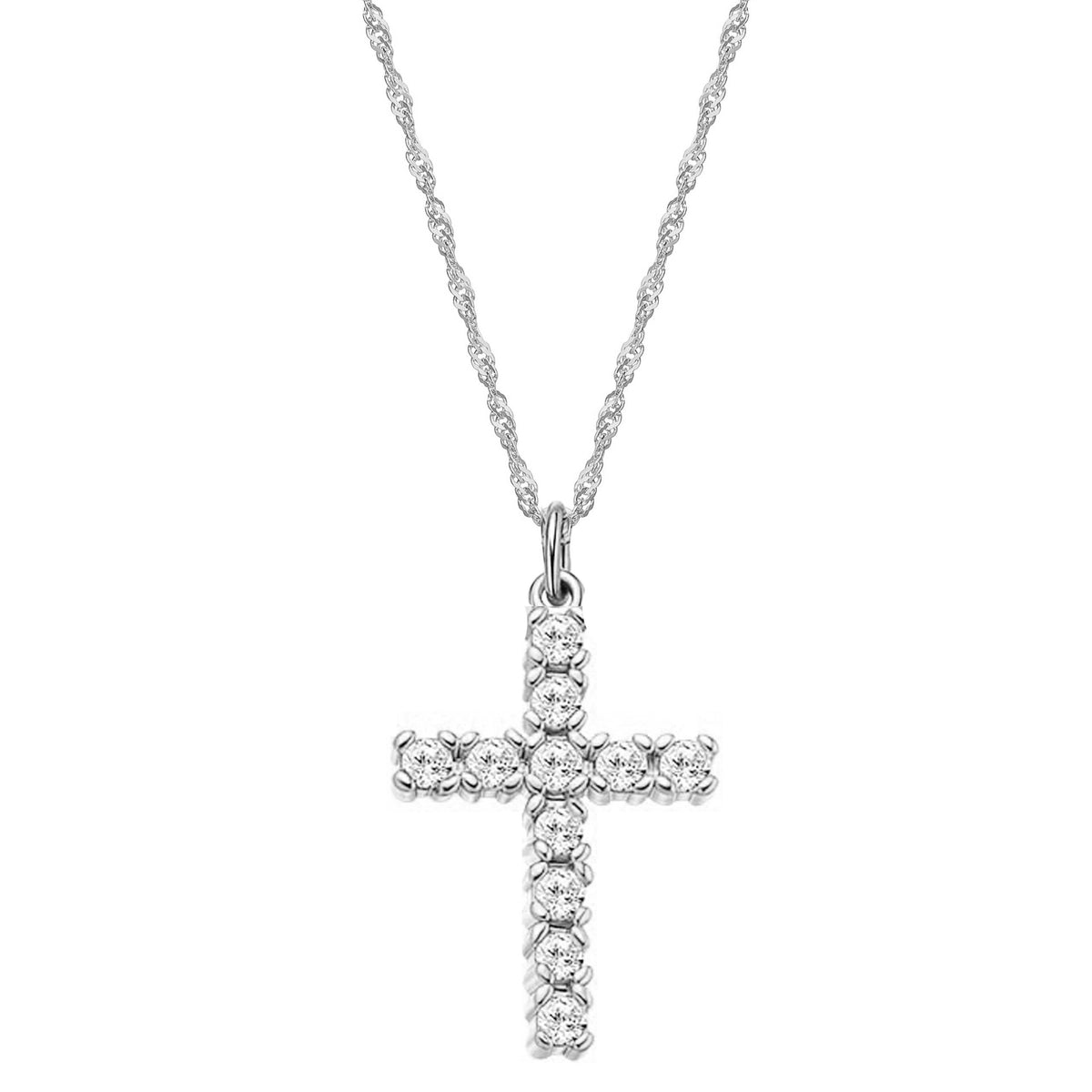 Gold Stainless Steel Diamond Cross Necklace