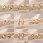 Earring #31 304 Stainless Steel Diamond-studded Five-pointed Star Earrings