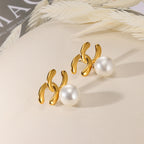 Earring 1# Stainless Steel Pearl Flower Earrings