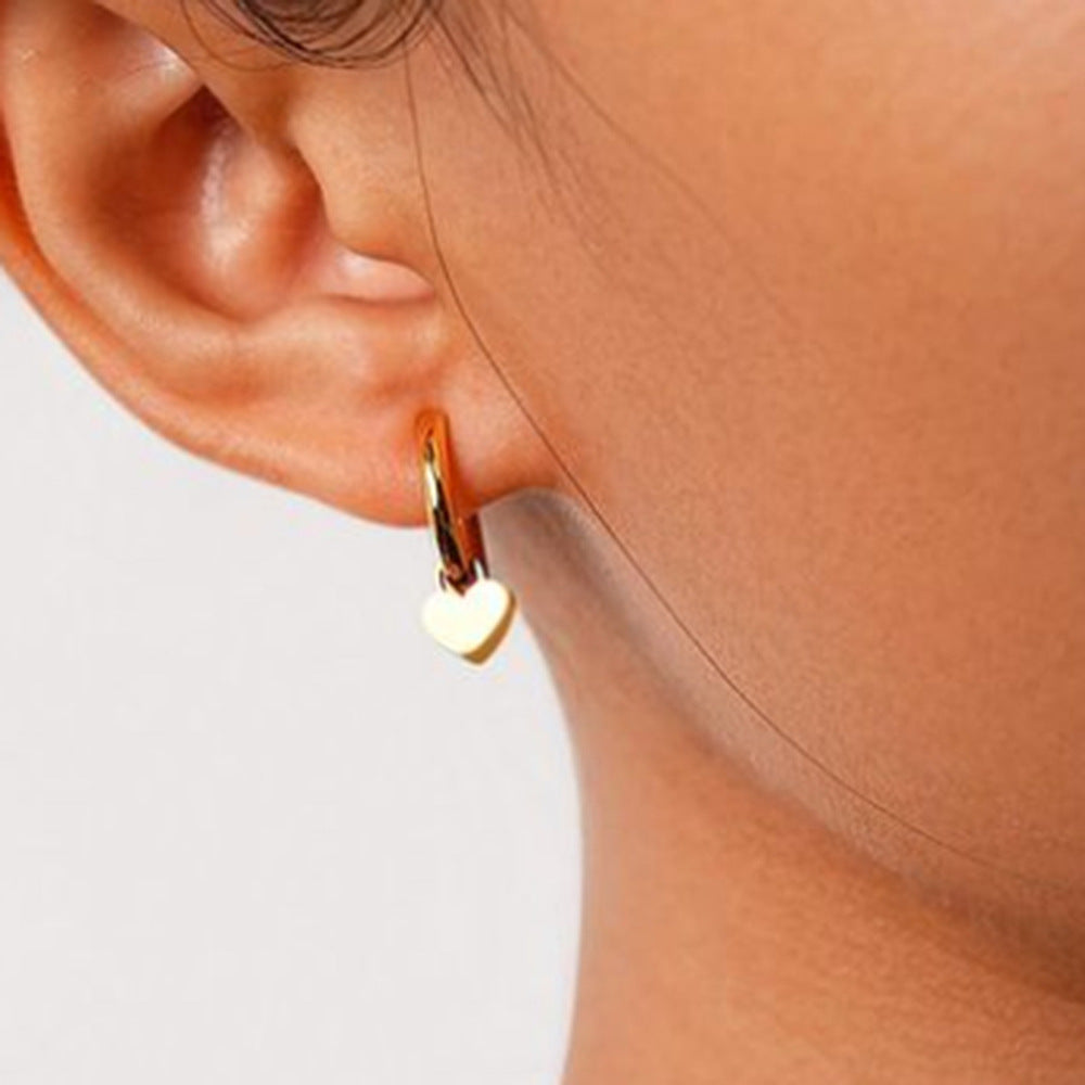 Gold Stainless Steel Heart-shaped Earrings