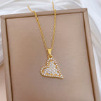 Necklace Stainless Steel Diamond-encrusted Heart Necklace