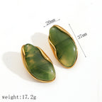 Brown Stainless Steel Irregular Resin Earrings