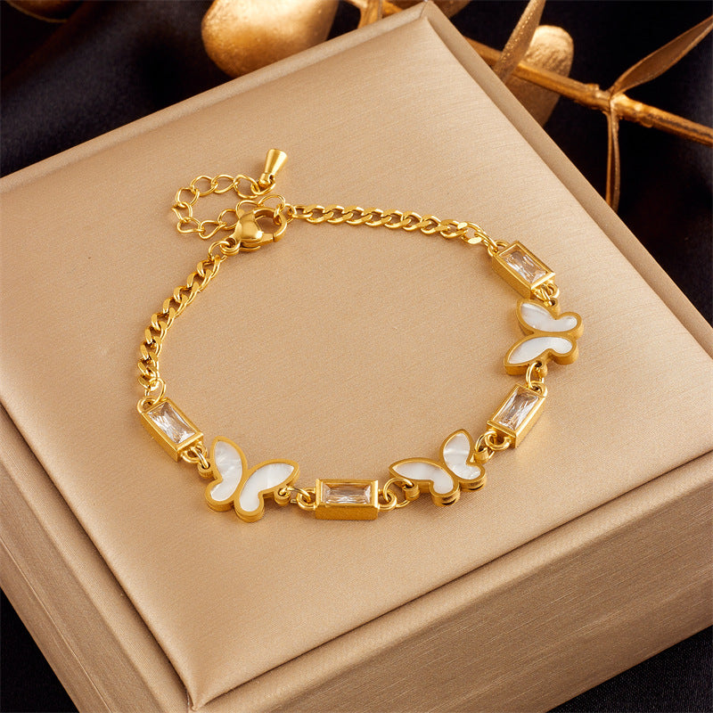 Bracelet #9 Stainless Steel Diamond-encrusted Butterfly Bracelet