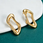 Gold Irregular Line Earrings Stainless Steel Irregular Geometric 18k Gold Plated Earrings