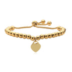 Gold Stainless Steel Heart Beaded Bracelet