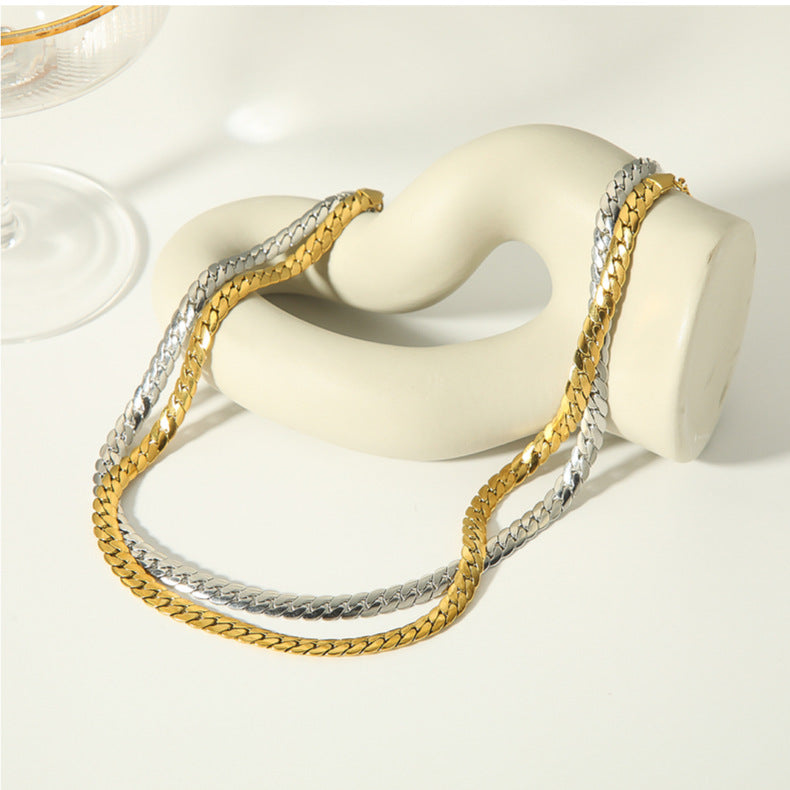 Fashion Silver Stainless Steel Snake Bone Chain Necklace
