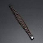 Silver Magnetic Buckle + Brown Leather 23cm Multi-layer Braided Magnetic Buckle Men's Bracelet