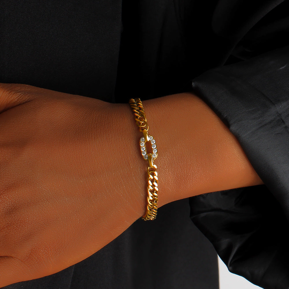 Bracelet #1 Titanium Steel Diamond-encrusted Heart Bracelet