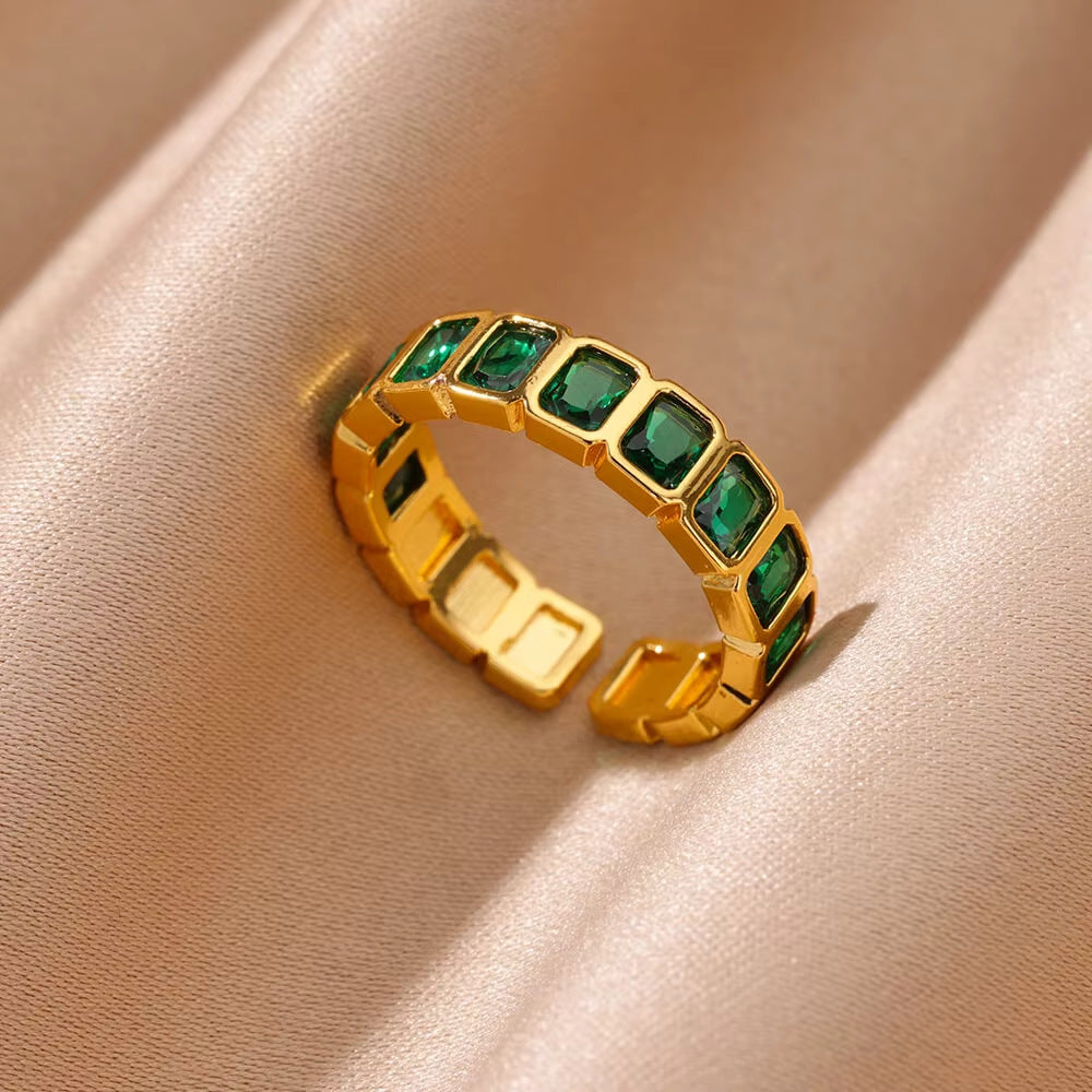 Ring 1# Stainless Steel Diamond Teardrop-shaped Square Irregular Ring