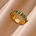 Ring 1# Stainless Steel Diamond Teardrop-shaped Square Irregular Ring