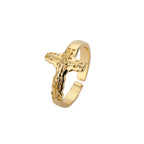 Ring #5 304 Stainless Steel Diamond-set Cross Ring