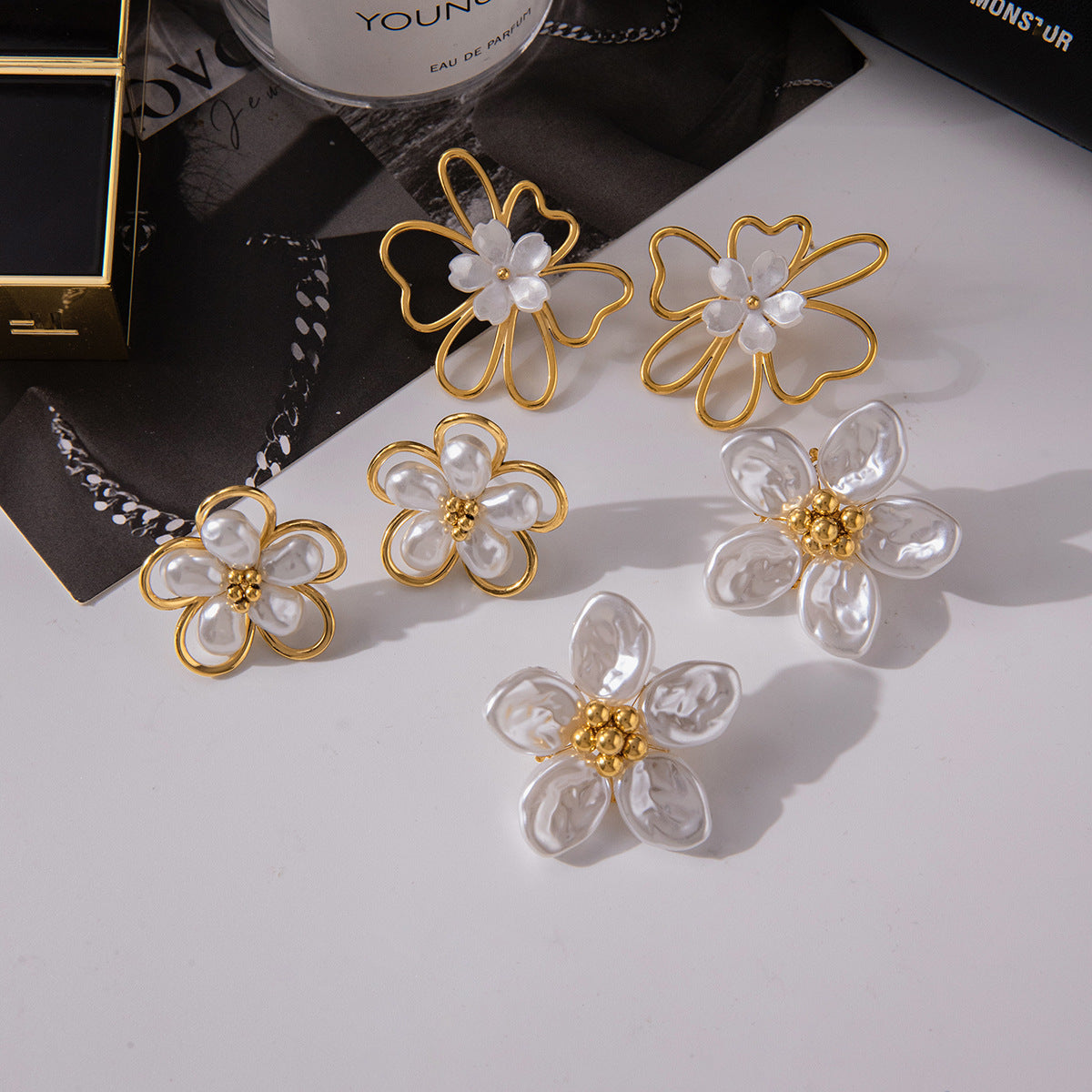 Earrings 3# Stainless Steel Petal Earrings