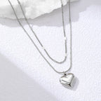 Gold Stainless Steel Heart Double Layer Necklace