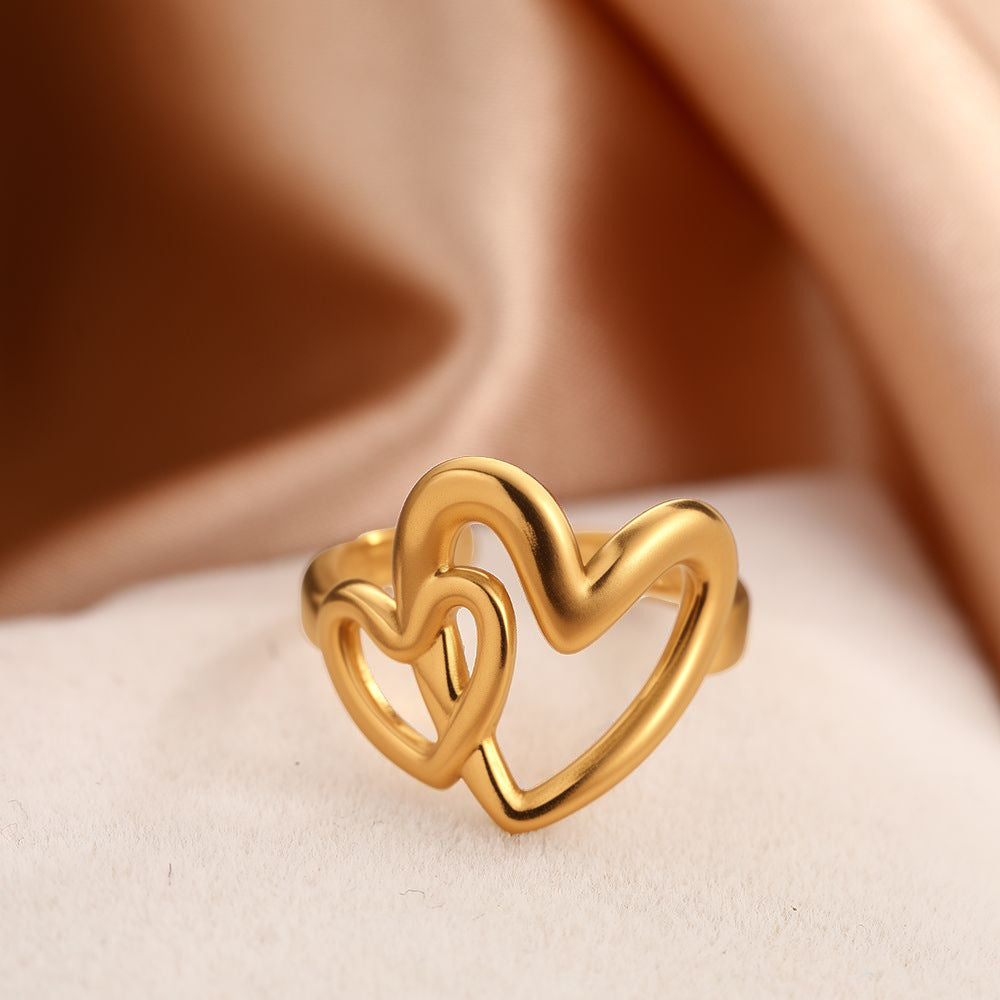 Gold Stainless Steel Heart Ring
