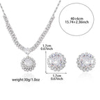 Set Titanium Steel Diamond-encrusted Round Necklace And Earring Set