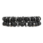 Bracelet 2 Volcanic Stone Hematite Beaded Men's Bracelet