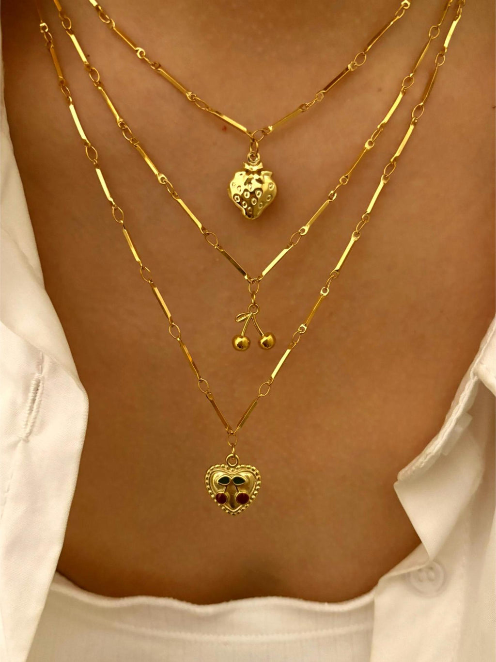 Golden Love Heart Stainless Steel Diamond Heart Necklace