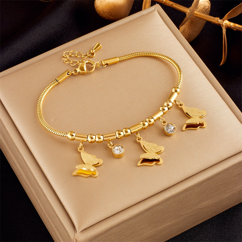 Bracelet #9 Stainless Steel Diamond-encrusted Butterfly Bracelet