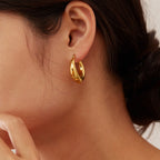 Gold Titanium Steel Round Earrings