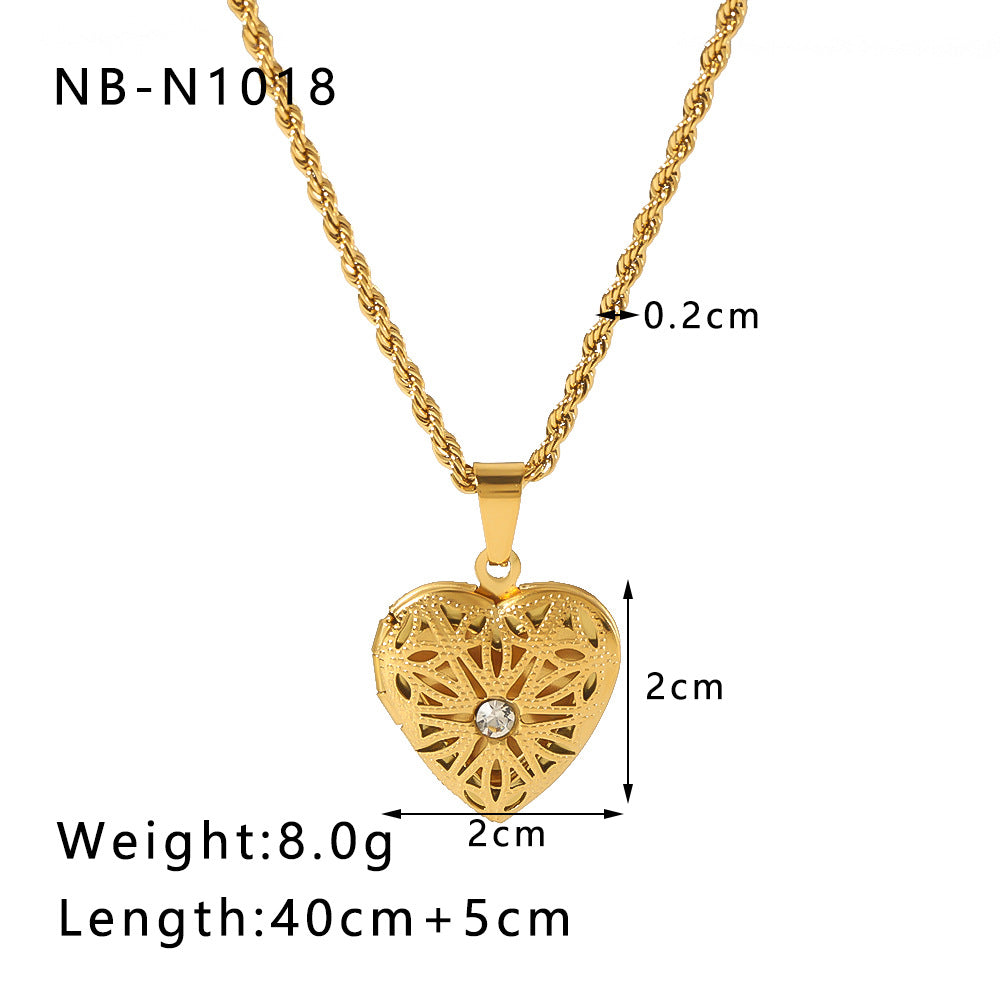 Fashion 3# Stainless Steel Diamond Love Necklace