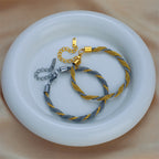 Silver Stainless Steel Color-blocked Twisted Bracelet
