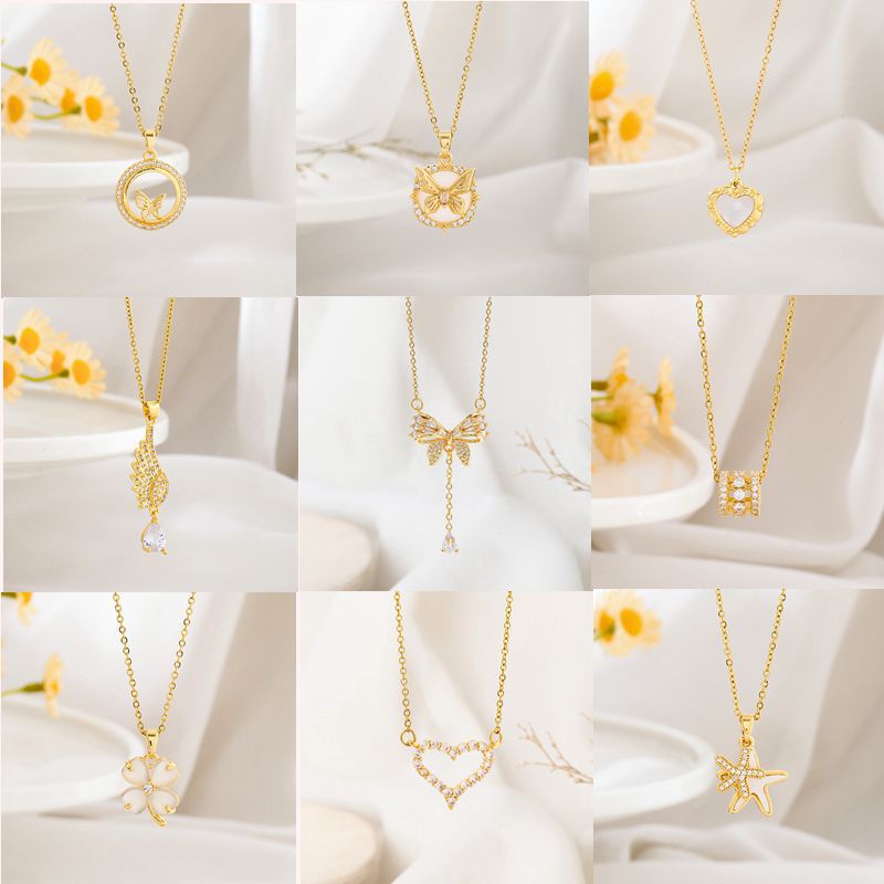 Fashion 70# Titanium Steel Diamond Geometric Necklace