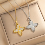 Gold Diamond-shaped Four-leaf Clover Necklace Metal And Diamond-encrusted Four-leaf Clover Necklace