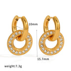 Earring #2 Stainless Steel Diamond-encrusted Round Hoop Earrings