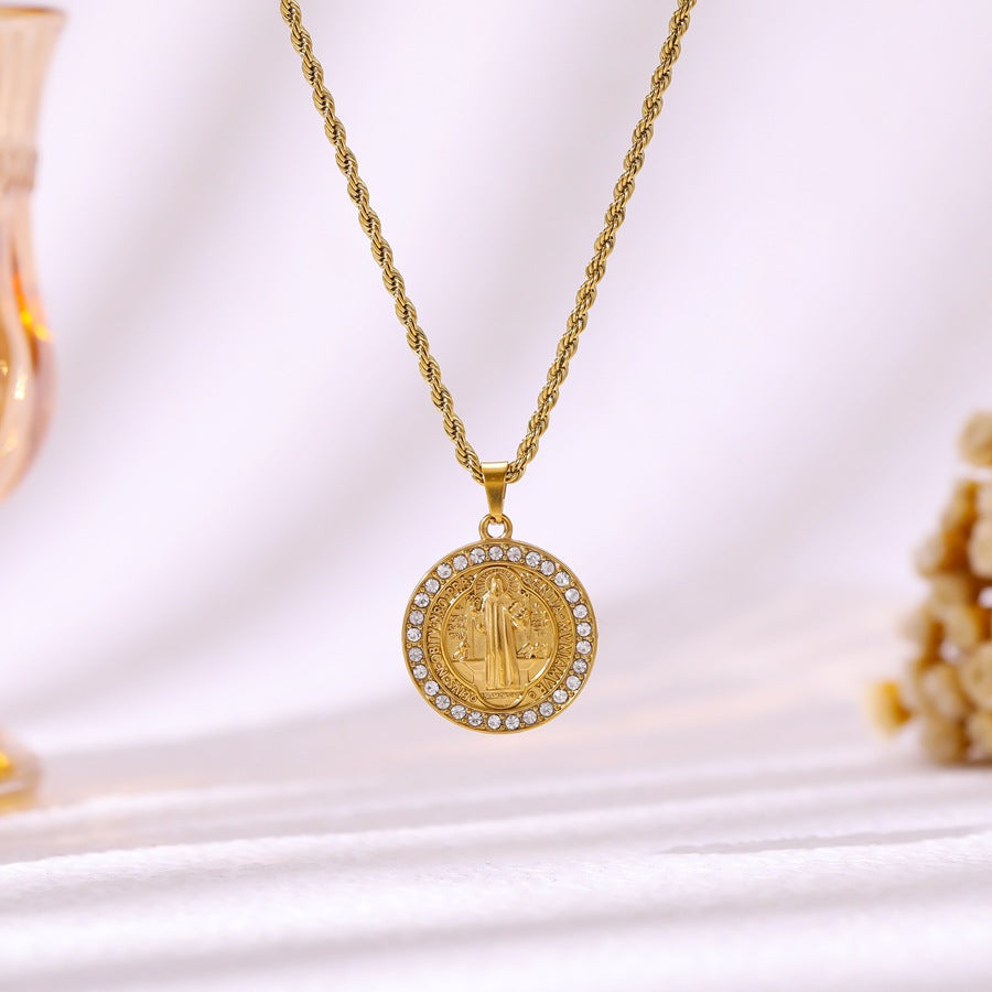 B1 Necklace A Stainless Steel Diamond-encrusted Portrait Necklace