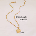 Golden Square Roses Stainless Steel Flower Necklace