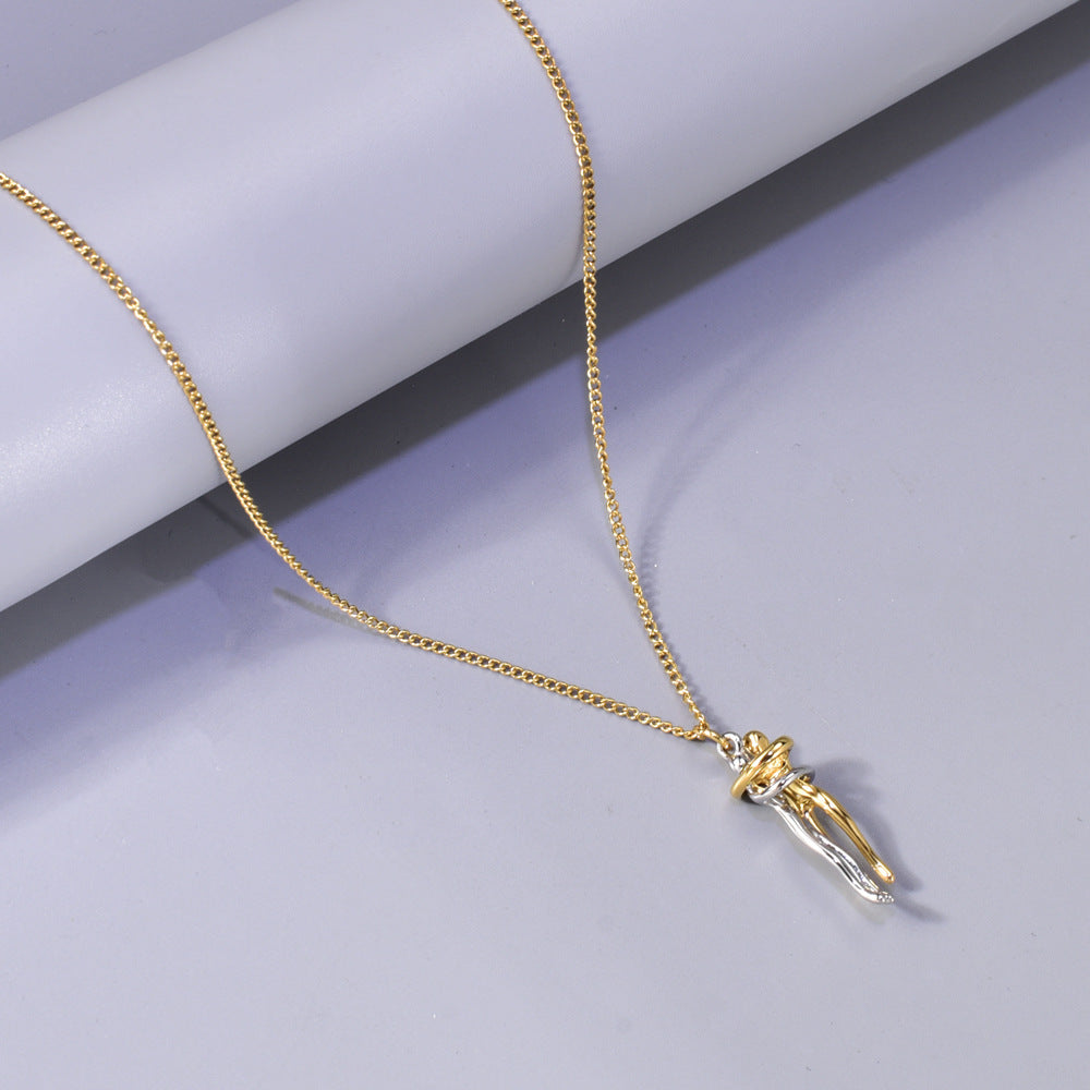 Gold-circle Snake Chain Titanium Steel Color Matching Hug Necklace