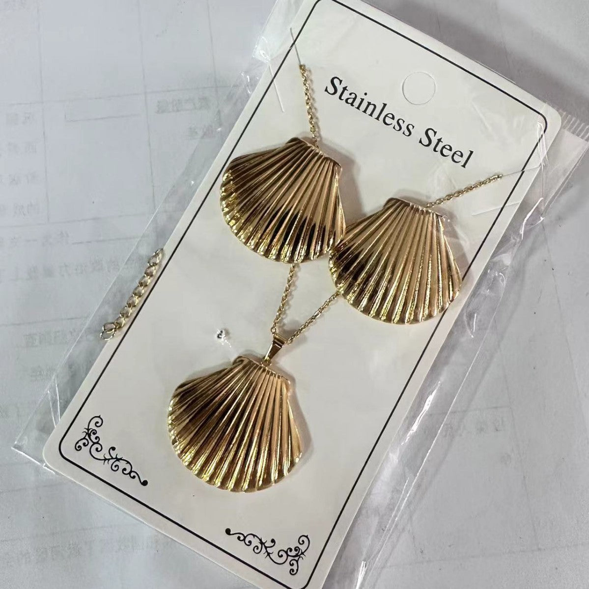 Set 7# Stainless Steel Leaf Necklace And Earring Set