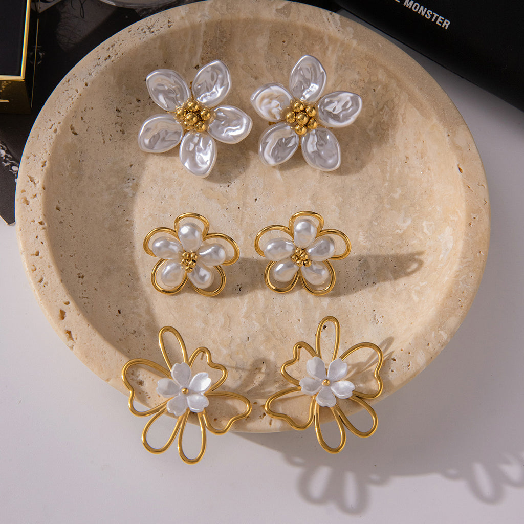 Earrings 3# Stainless Steel Petal Earrings