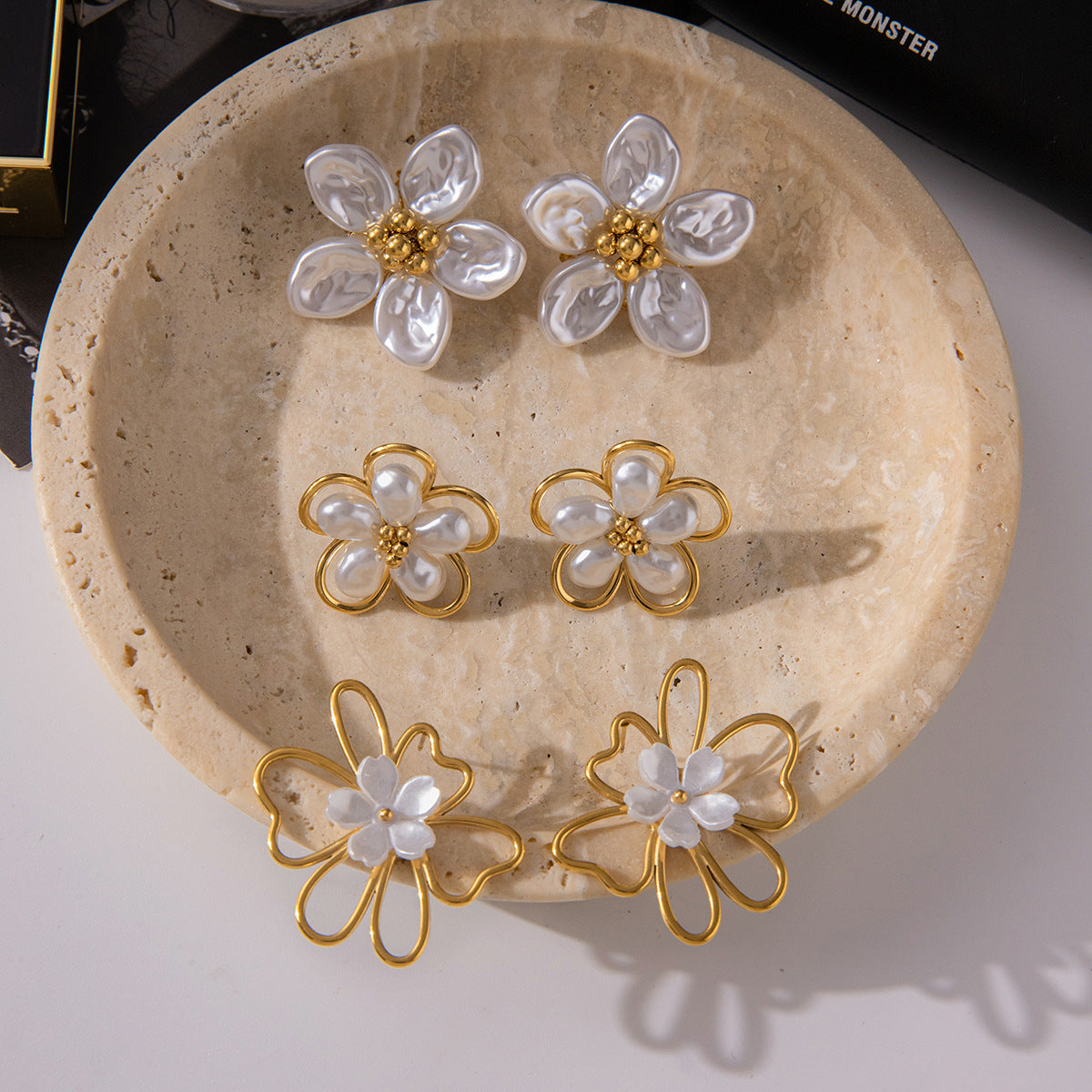 Earrings 3# Stainless Steel Petal Earrings