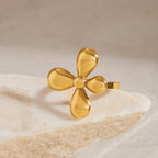 Gold Stainless Steel Flower Ring