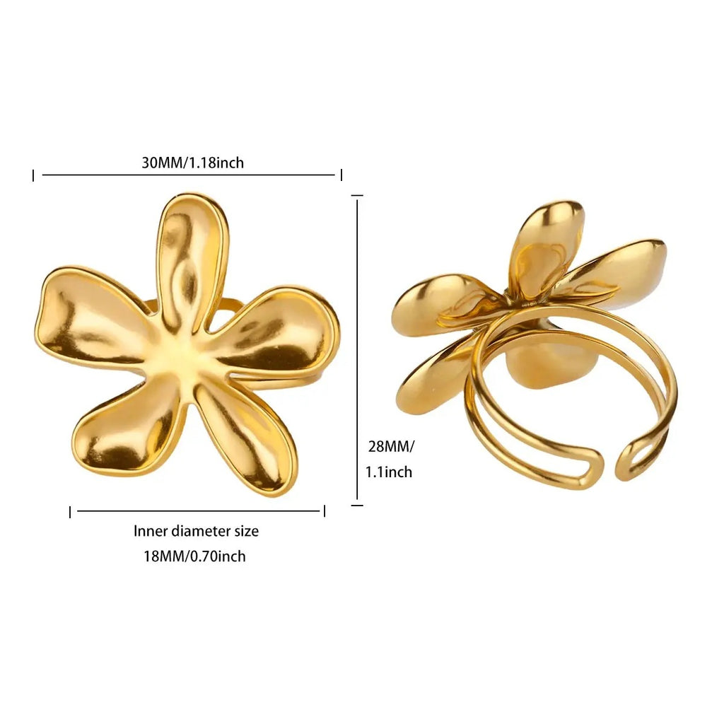 Ring #8 304 Stainless Steel Flower Ring