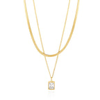 Green Diamond Necklace Gold Titanium Steel Square Necklace