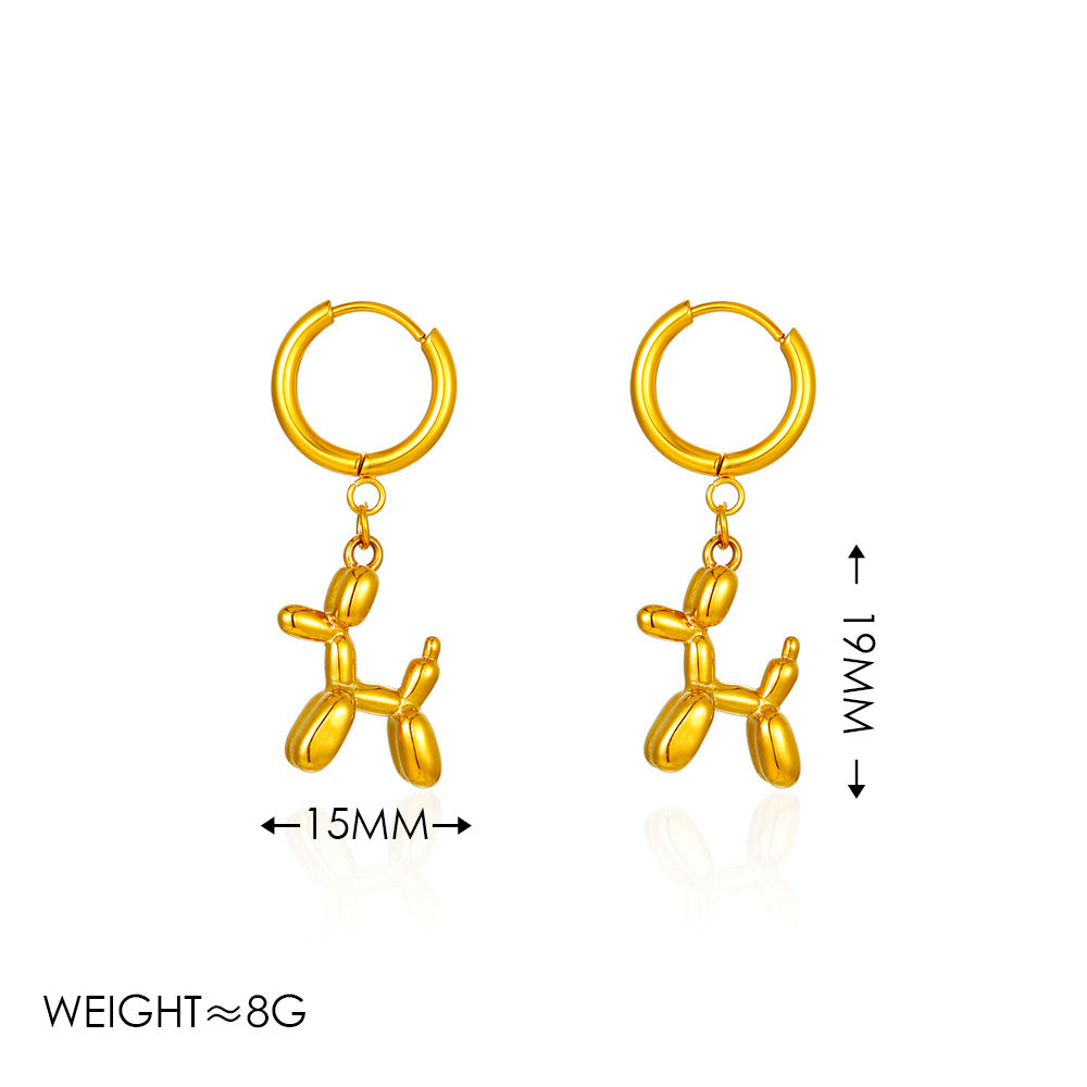 Gold + Puppy Necklace Titanium Steel Cat Balloon Dog Necklace