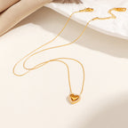 Gold Stainless Steel Full Diamond Heart-shaped Delicate Clavicle Chain Vintage Heart Necklace